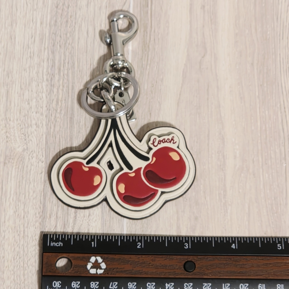 Coach Cherry Bag Charm Keychain Cherries Fob CZ092 Like New - Picture 8 of 14